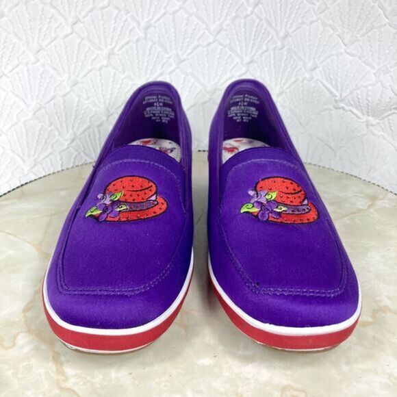 Grasshoppers Loafers Women Size 8.5 Purple Special Red Hat Society Slip On Shoes - Picture 3 of 13